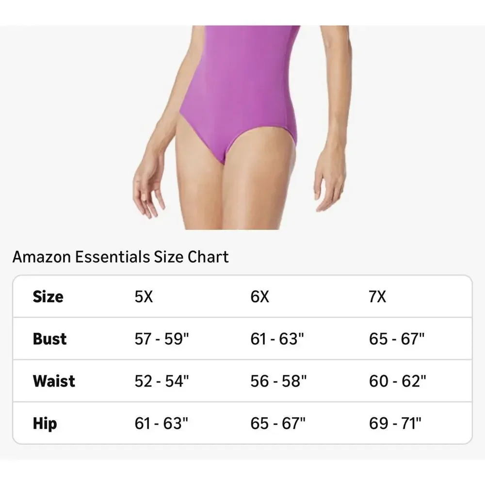 Amazon Essentials Women's One-Piece Coverage Swimsuit Violet Women’s 6X NWT